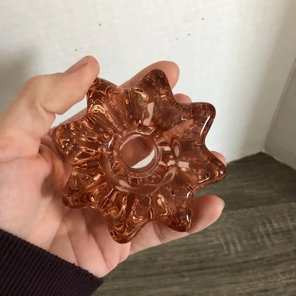 Vtg Pink Glass Candlestick  Holders - Picture 7 of 11